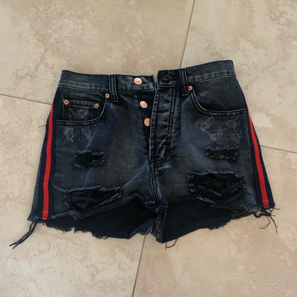 Black jean shorts